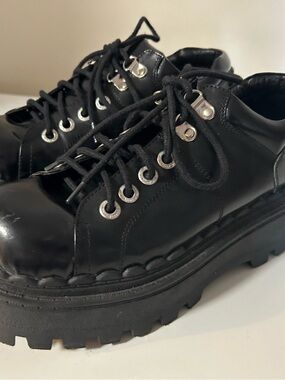 UNIF Black Platform Lace-Up Shoes